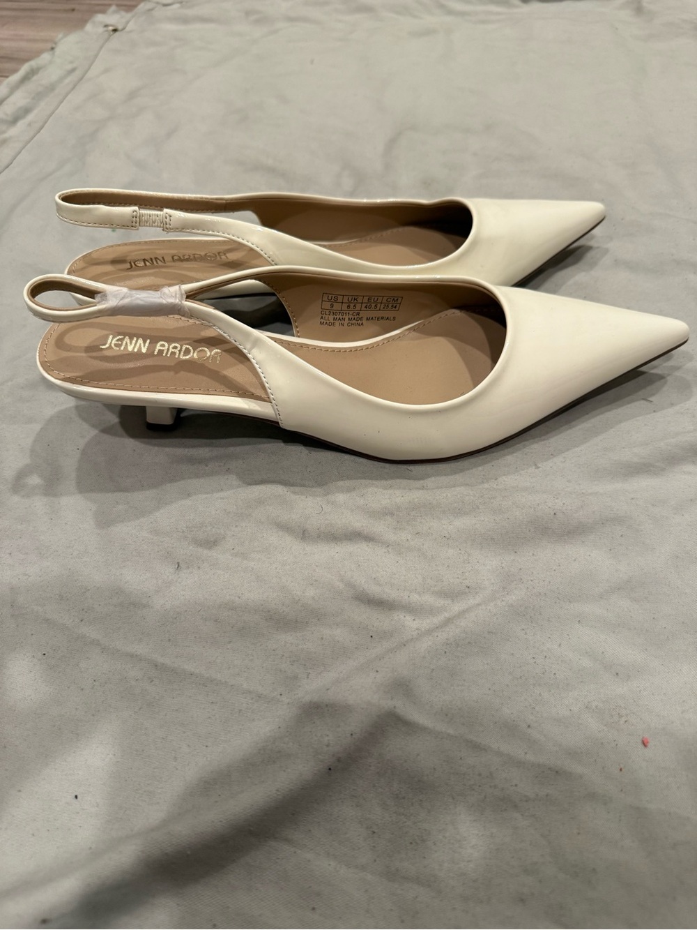 Jenn Ardor Cream Pointed Slingback Kitten Heels
